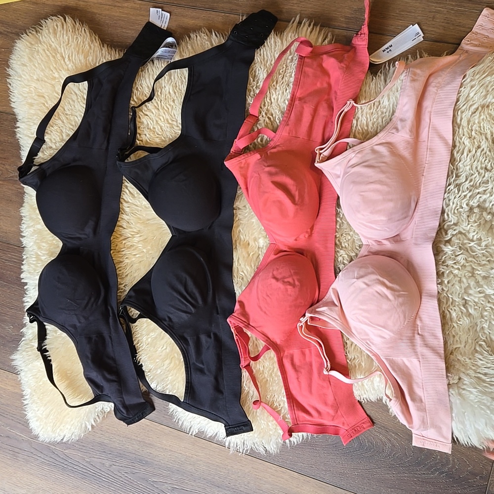 Bravado Nursing/Everyday Bras Set in Black, Coral, Blush Pink